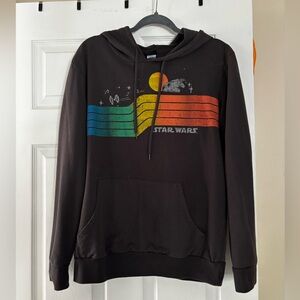 Star Wars Black Hoodie with Retro Rainbow Design